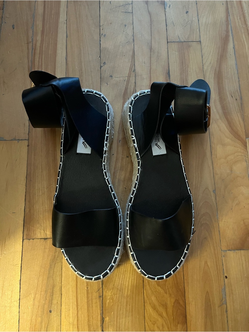 William Rast Black Espadrille Platform Sandals with Ankle Strap